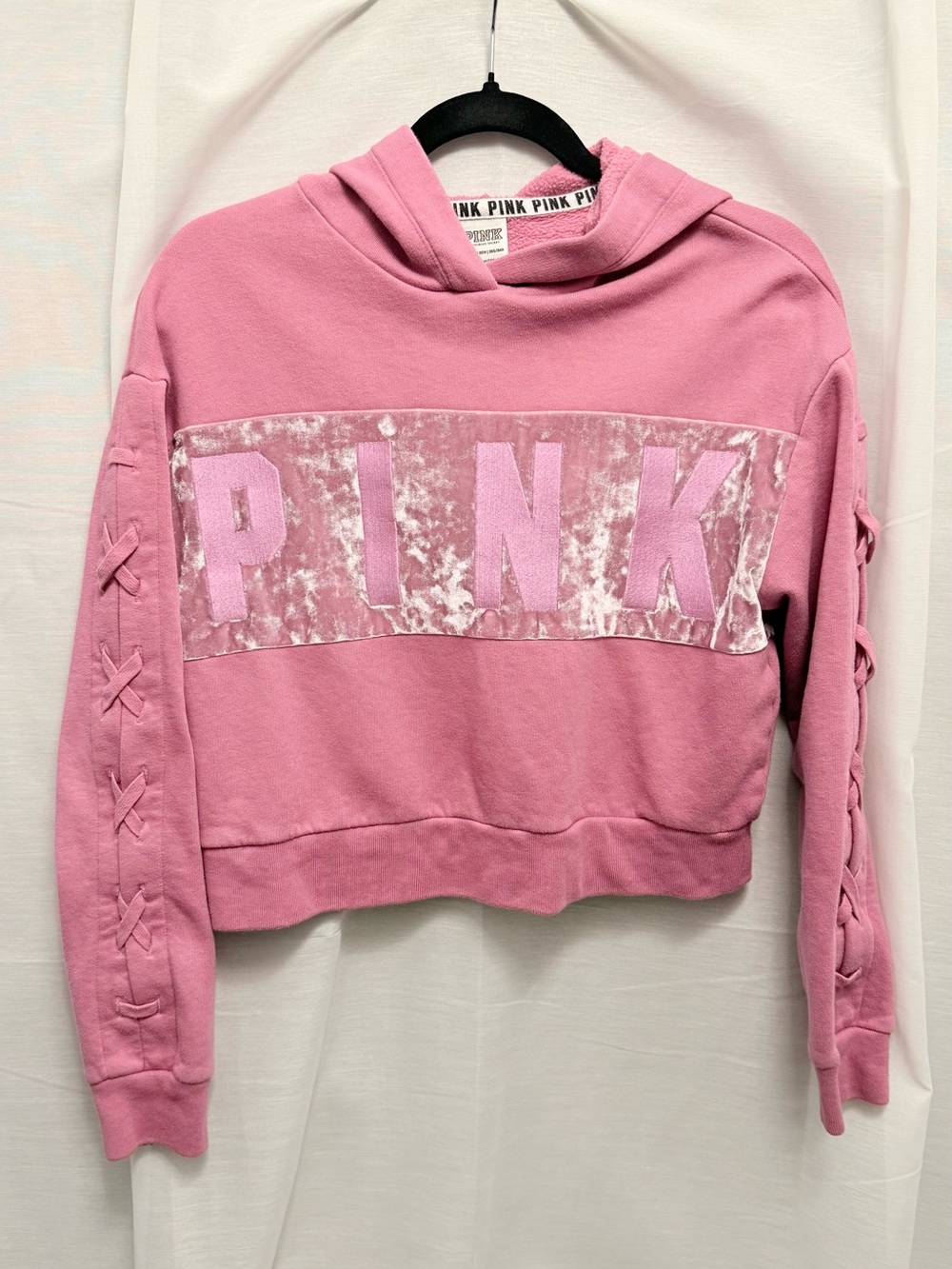 PINK Victoria's Secret Cropped Hoodie Sweater - Pink